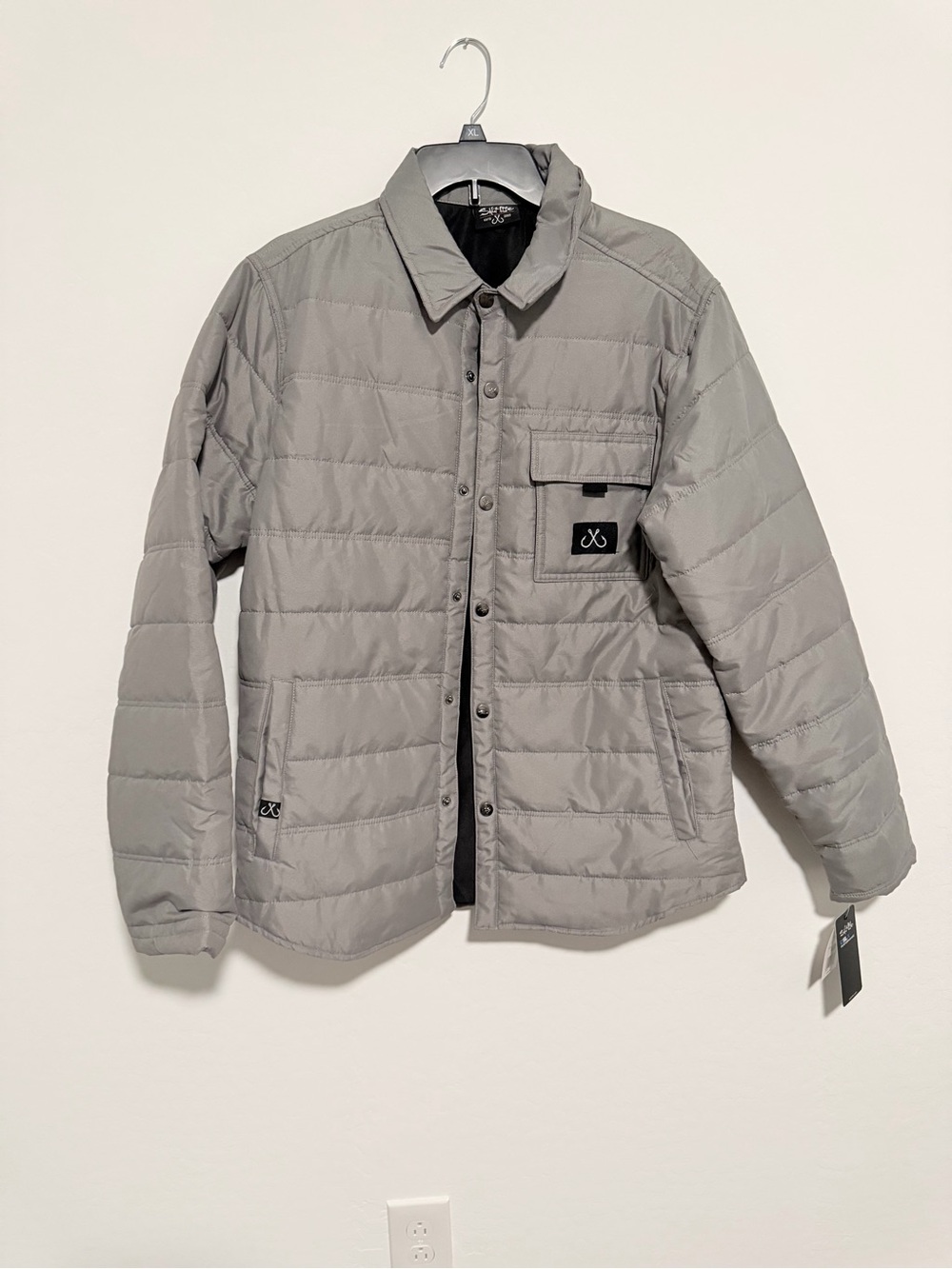Salt Life Men's Gray Quilted Snap-Front Puffer Jacket